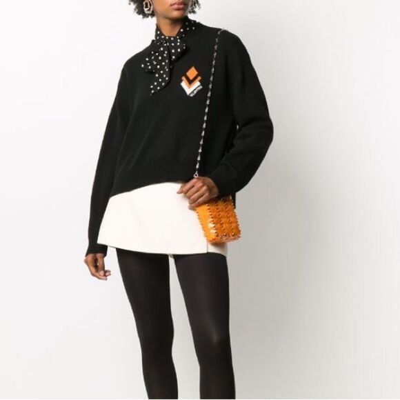 Valentino jacquard logo cashmere &  wool blend black‎ crew neck sweater XS - Picture 3 of 16